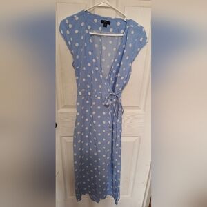 Blue Polka Dot Wrap Dress